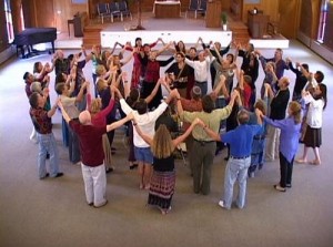 Concentric circles of Peace dancers